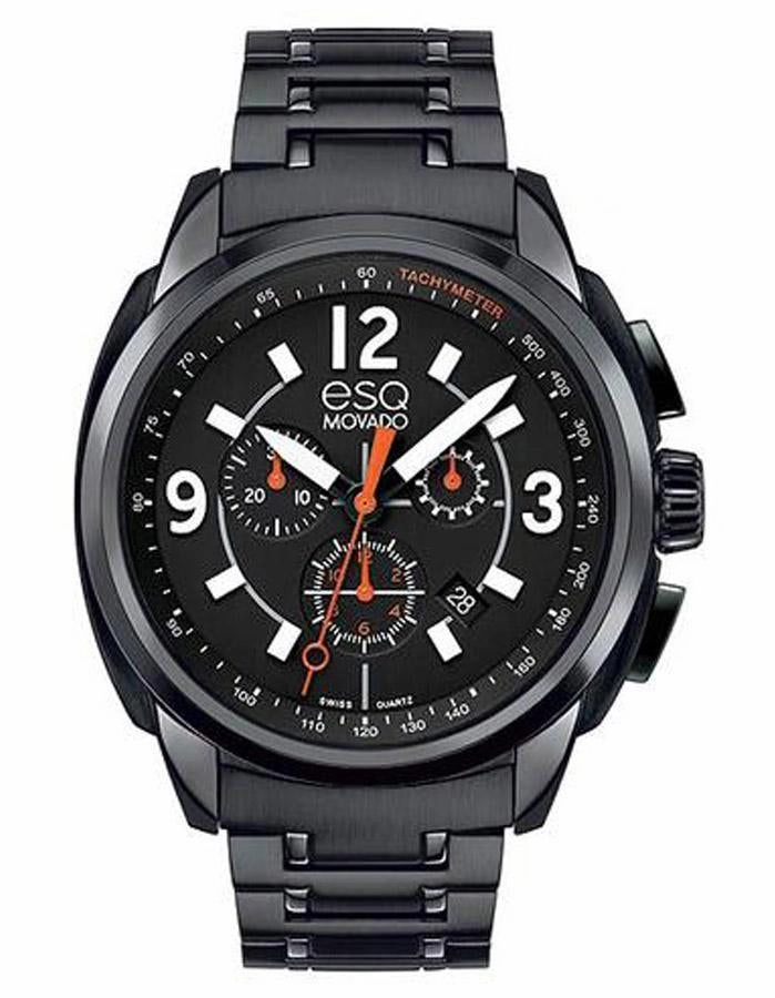 ESQ Movado Excel Chronograph - Black Dial - Black IP Case and Bracelet