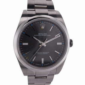 Estate Rolex Stainless Steel OP Dark Rhodium Dial 114300 Comes With Box And Card C.2017