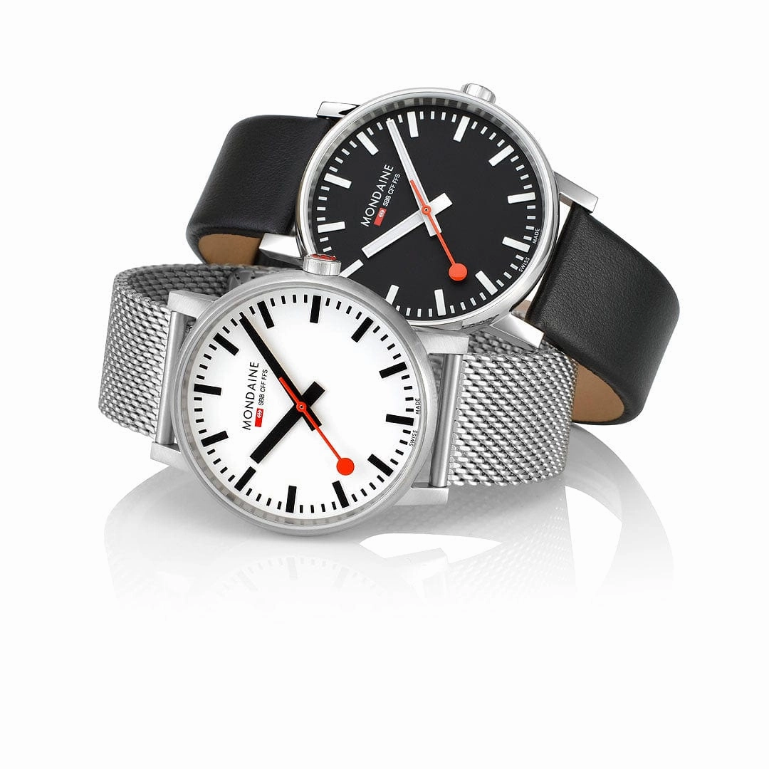 Evo2, Polished Steel, 43 mm, Black Vegan Leather