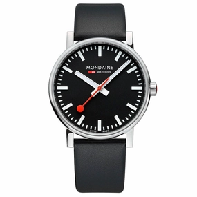 Evo2, Polished Steel, 43 mm, Black Vegan Leather