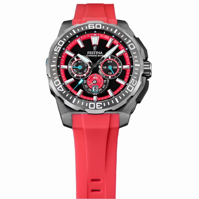 Festina Chrono Bike Red Rubber Strap Watch f20725/5