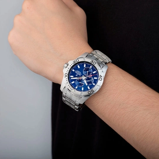 Festina Men's Elegance F20445/2 Multifunctional Blue Dial Watch with Stainless Steel Strap