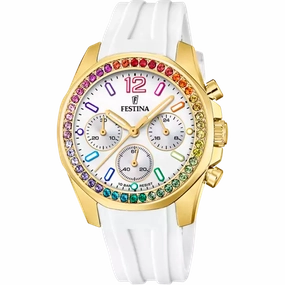 Festina Rainbow White Dial White Rubber Strap Women's Watch F20650/2