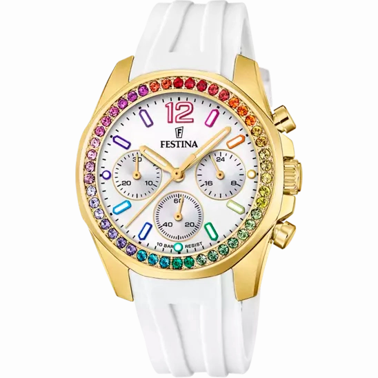 Festina Rainbow White Dial White Rubber Strap Women's Watch F20650/2