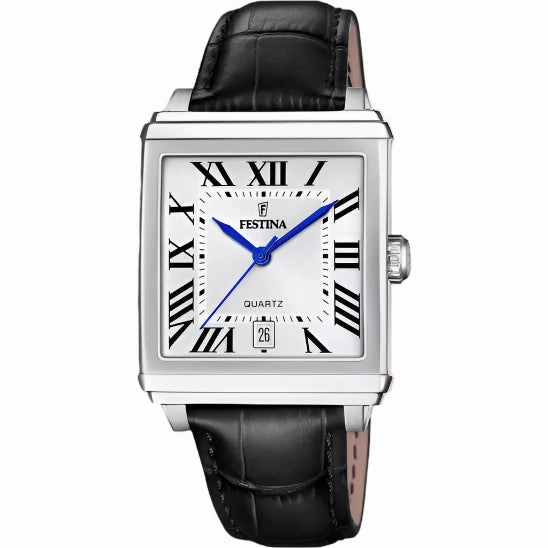 Festina Silver Dial Black Leather Strap Watch f20681/1
