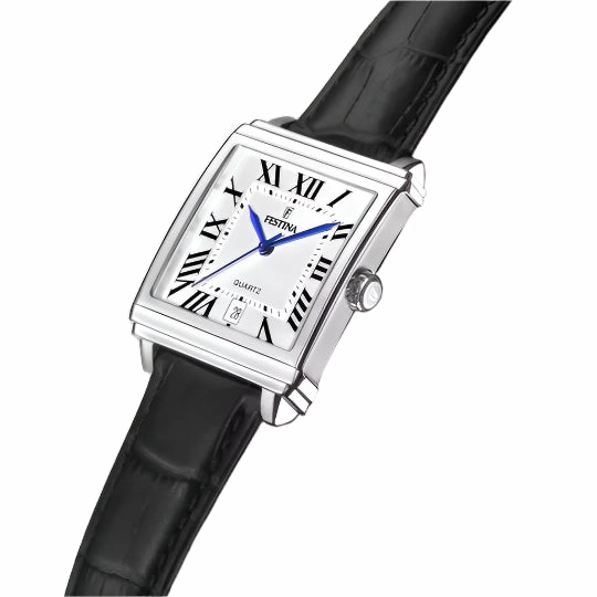 Festina Silver Dial Black Leather Strap Watch f20681/1