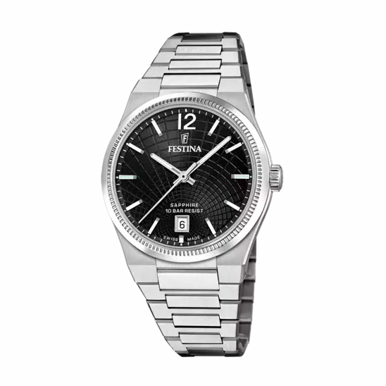 Festina Swiss Made Black Dial Stainless Steel Bracelet Women's Watch F20052/8