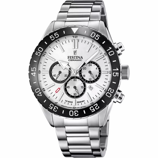 Festina White Black Dial Stainless Steel Strap Men's Watch