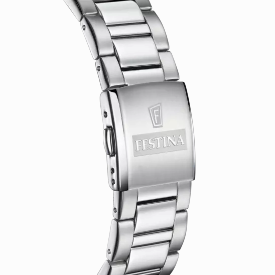 Festina White Black Dial Stainless Steel Strap Men's Watch