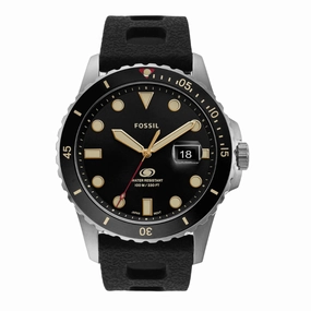 Fossil Black Dial Silicone Strap Men Watch FS5947P