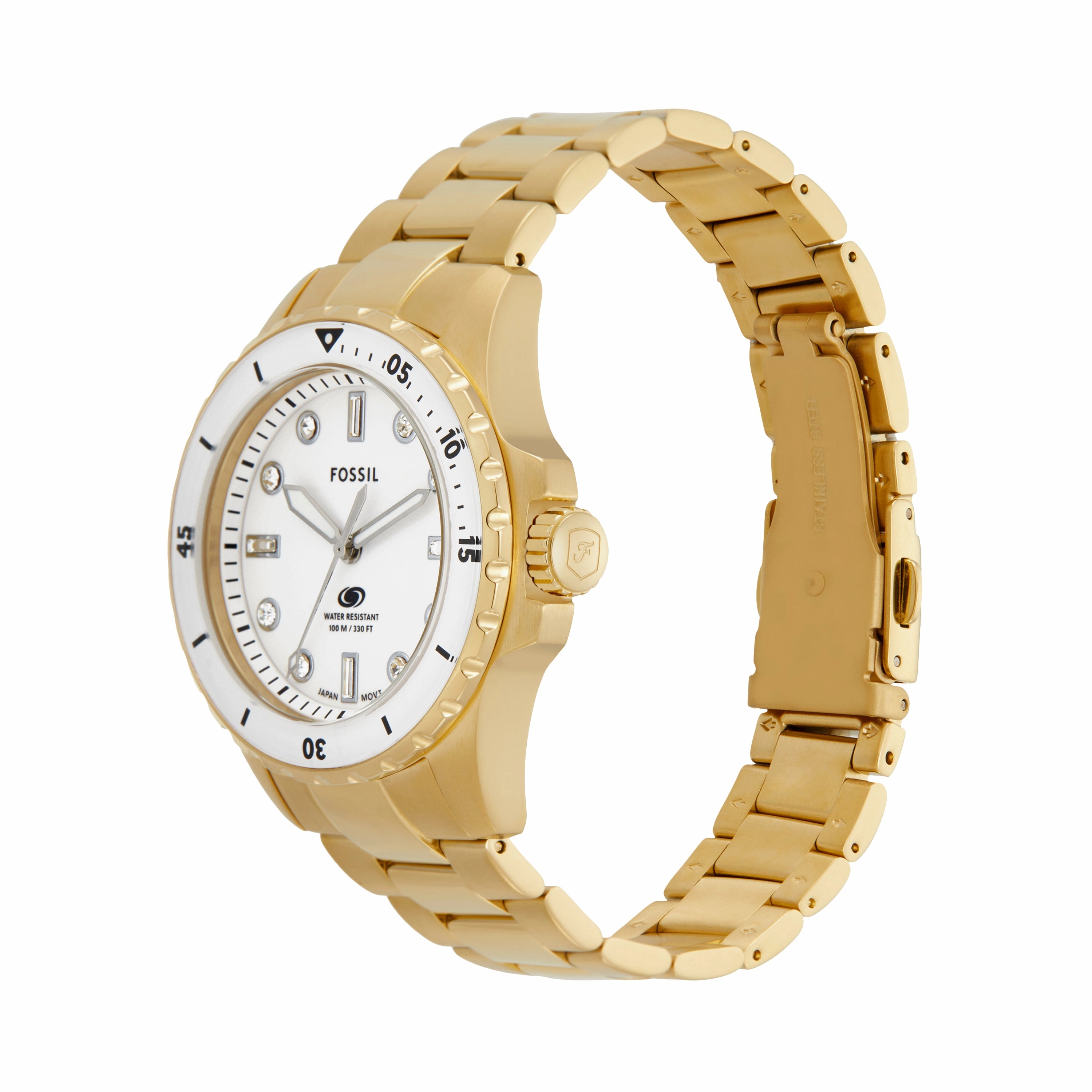 Fossil Blue Dive Three-Hand Gold-Tone Stainless Steel Watch ES5350