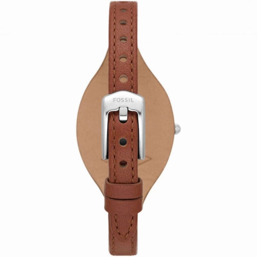 Fossil Carlie Blue Dial Brown Leather Strap Women Watch ES5205P