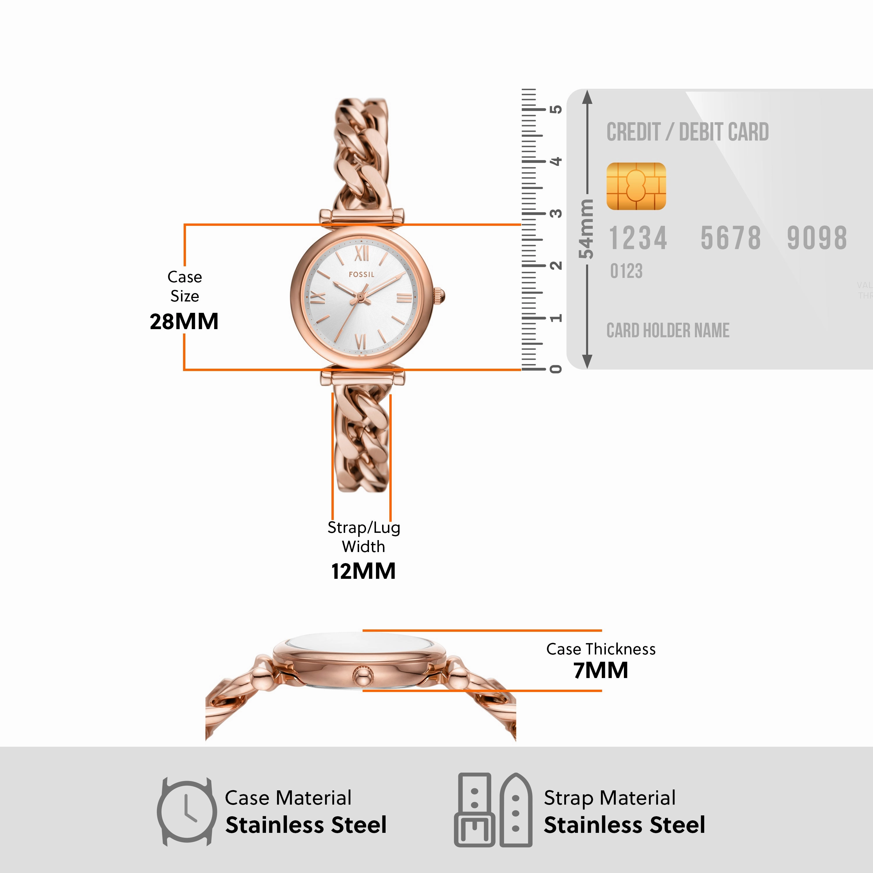 Fossil Carlie Rose Gold-Tone Stainless Steel Women's Watch ES5330