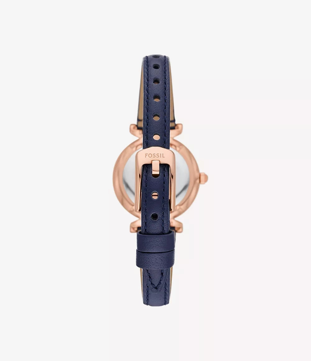 Fossil Carlie Three-Hand Navy LiteHide Leather Watch ES5295