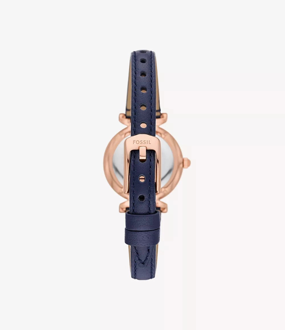 Fossil Carlie Three-Hand Navy LiteHide Leather Watch ES5295