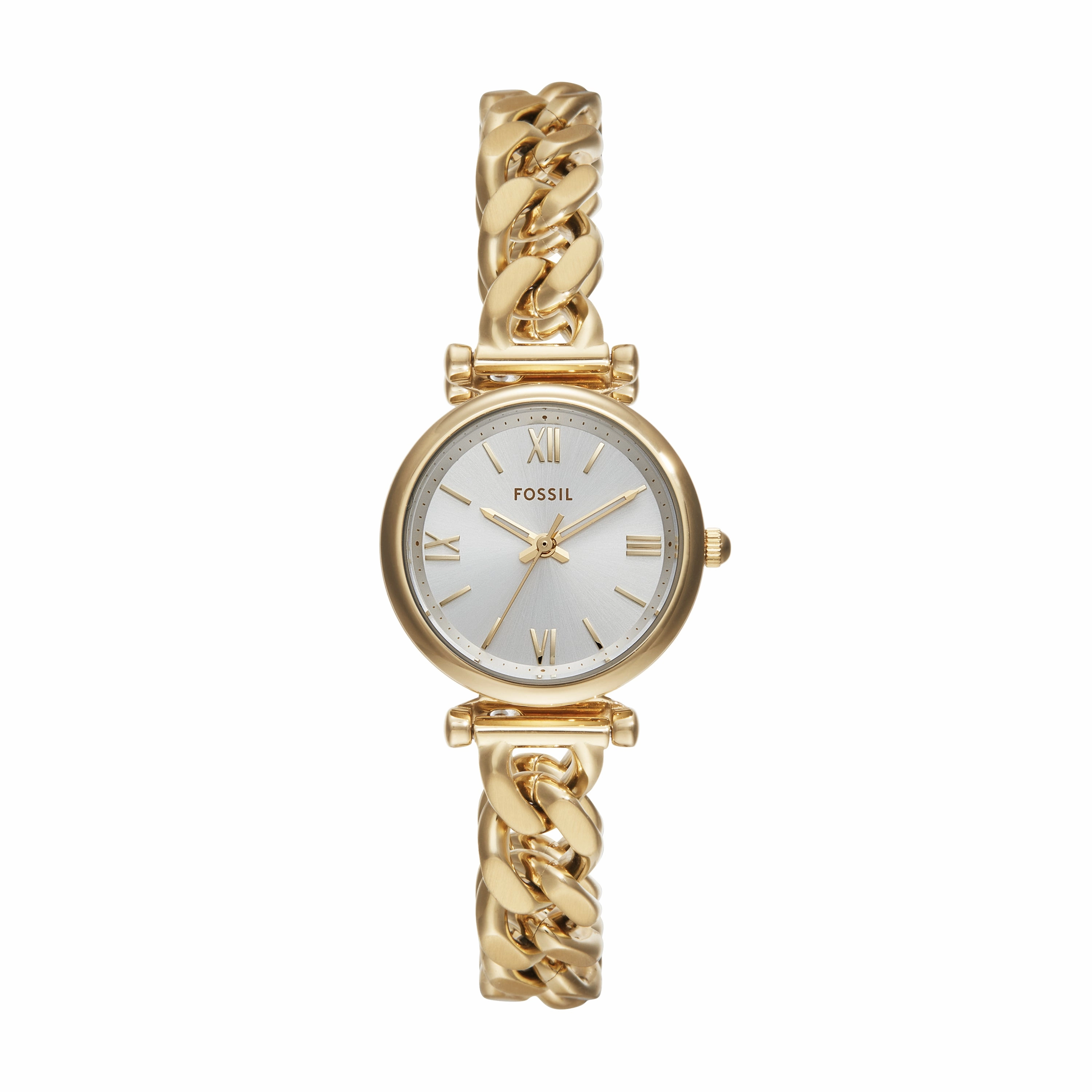 Fossil Carlie Three-Hand Silver Dial Gold Stainless Steel Watch ES5329