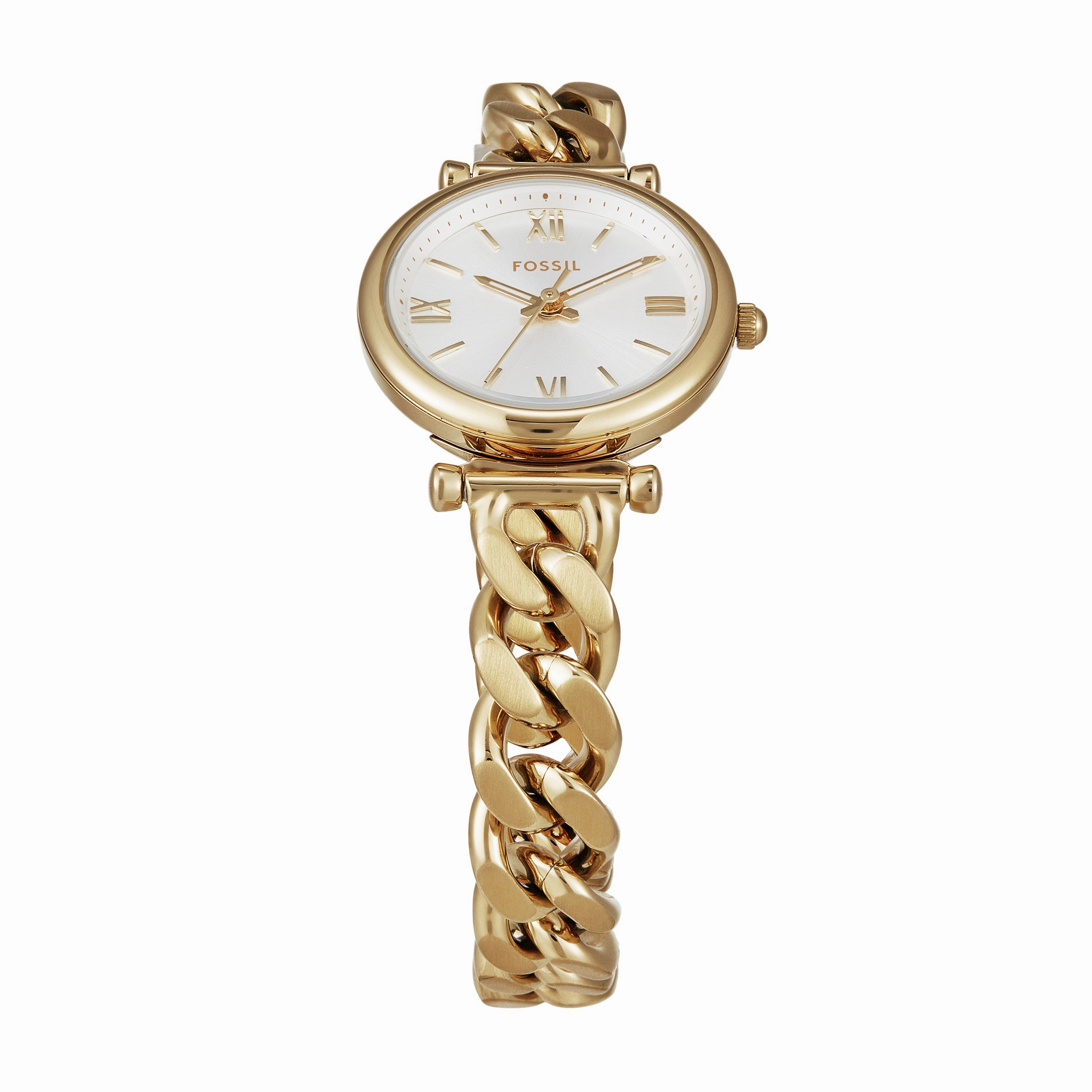 Fossil Carlie Three-Hand Silver Dial Gold Stainless Steel Watch ES5329