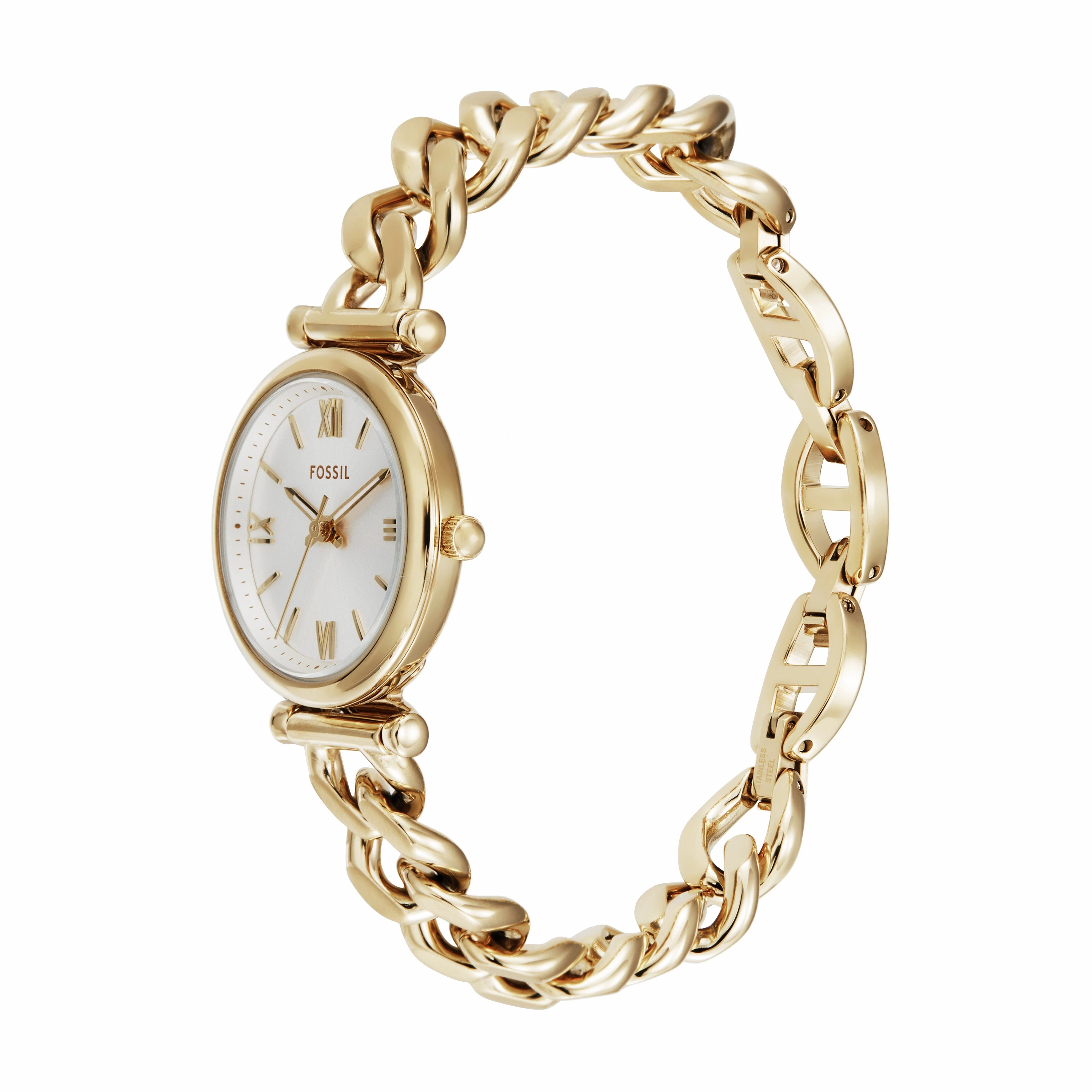 Fossil Carlie Three-Hand Silver Dial Gold Stainless Steel Watch ES5329
