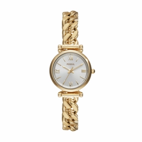 Fossil Carlie Three-Hand Silver Dial Gold Stainless Steel Watch ES5329