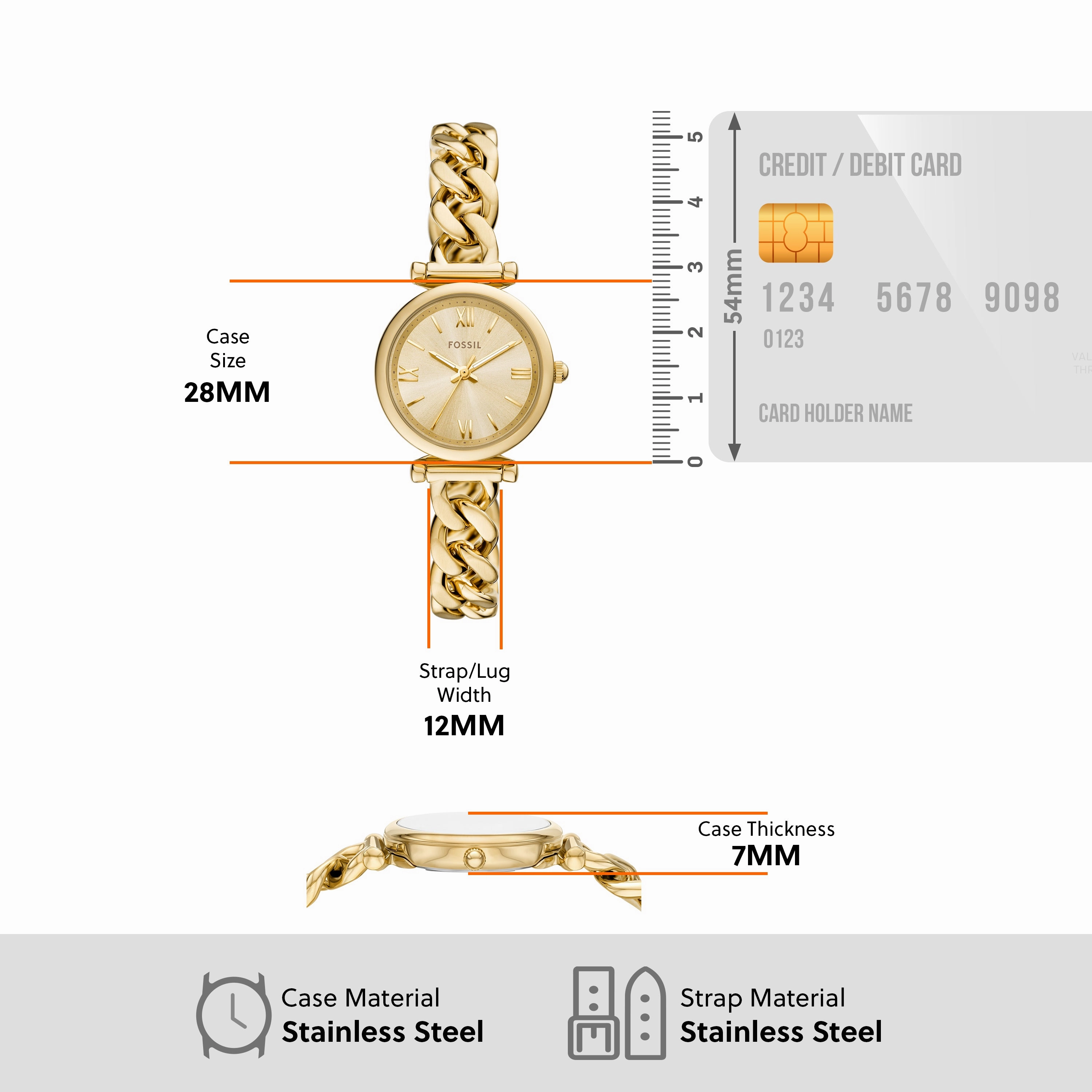 Fossil Carlie Three-Hand Stainless Steel Watch and Bracelet Set ES5387SET