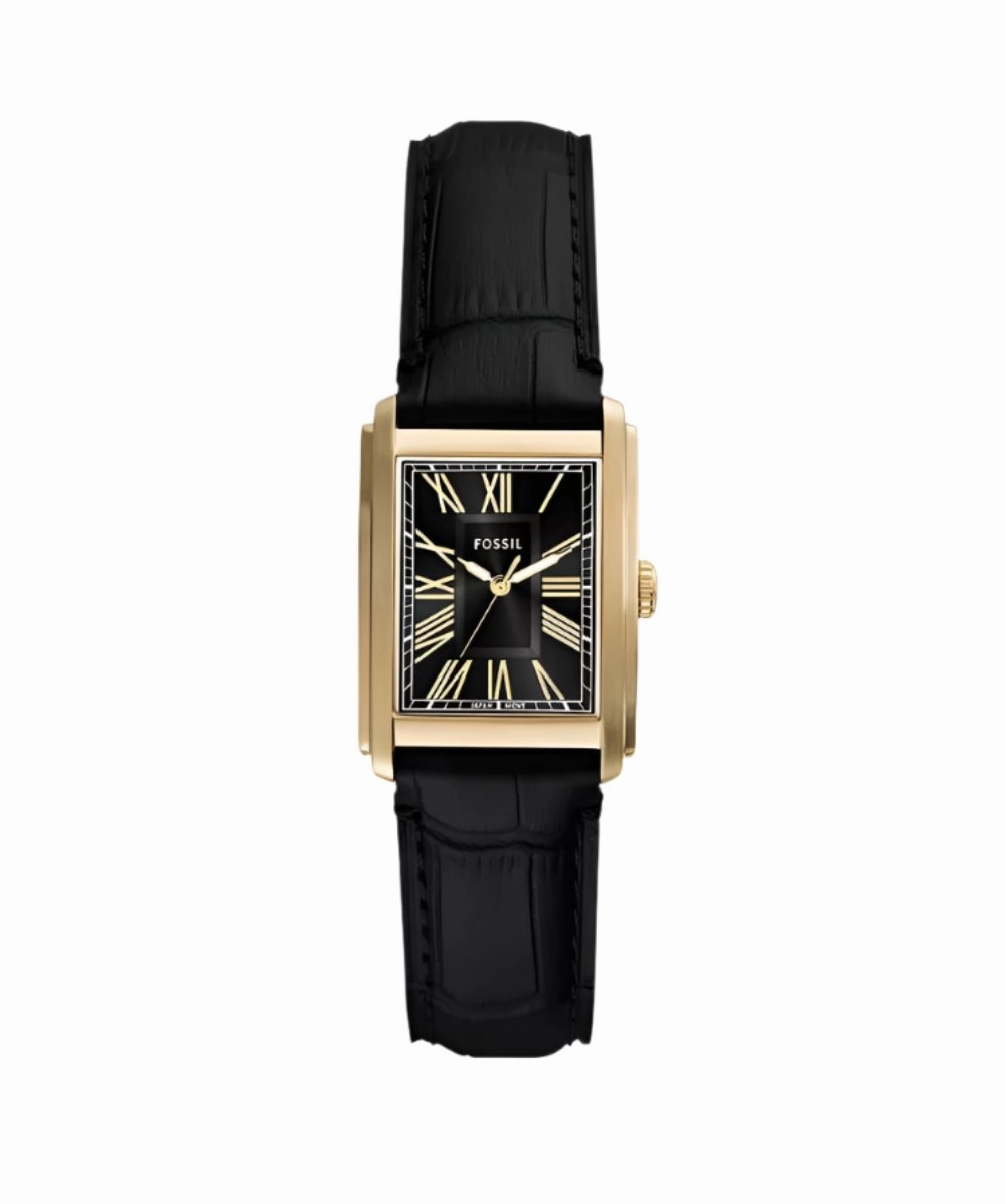 Fossil Carraway Black Croco Leather Black Dial Watch FS6091