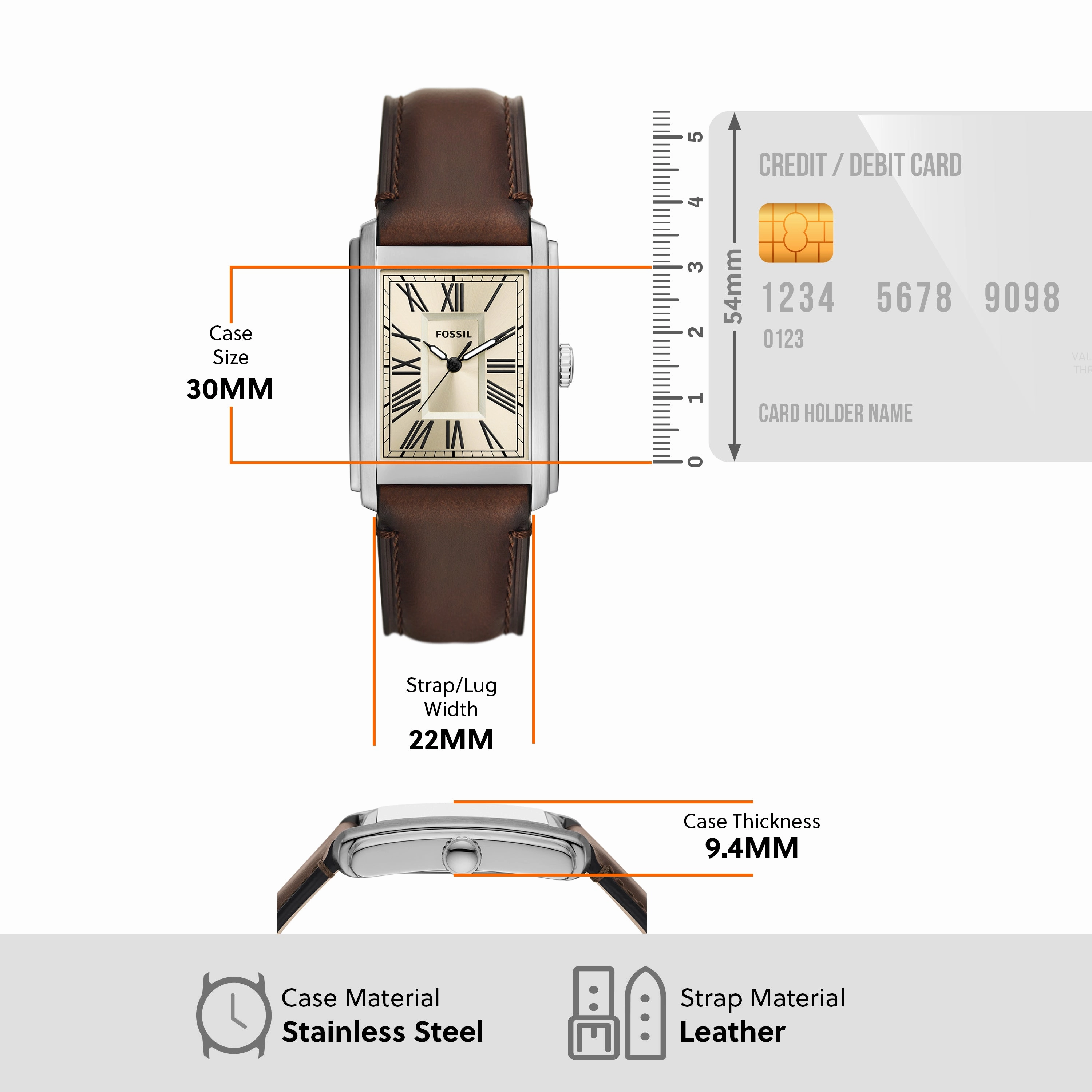 Fossil Carraway Brown Leather Three-Hand Watch FS6012
