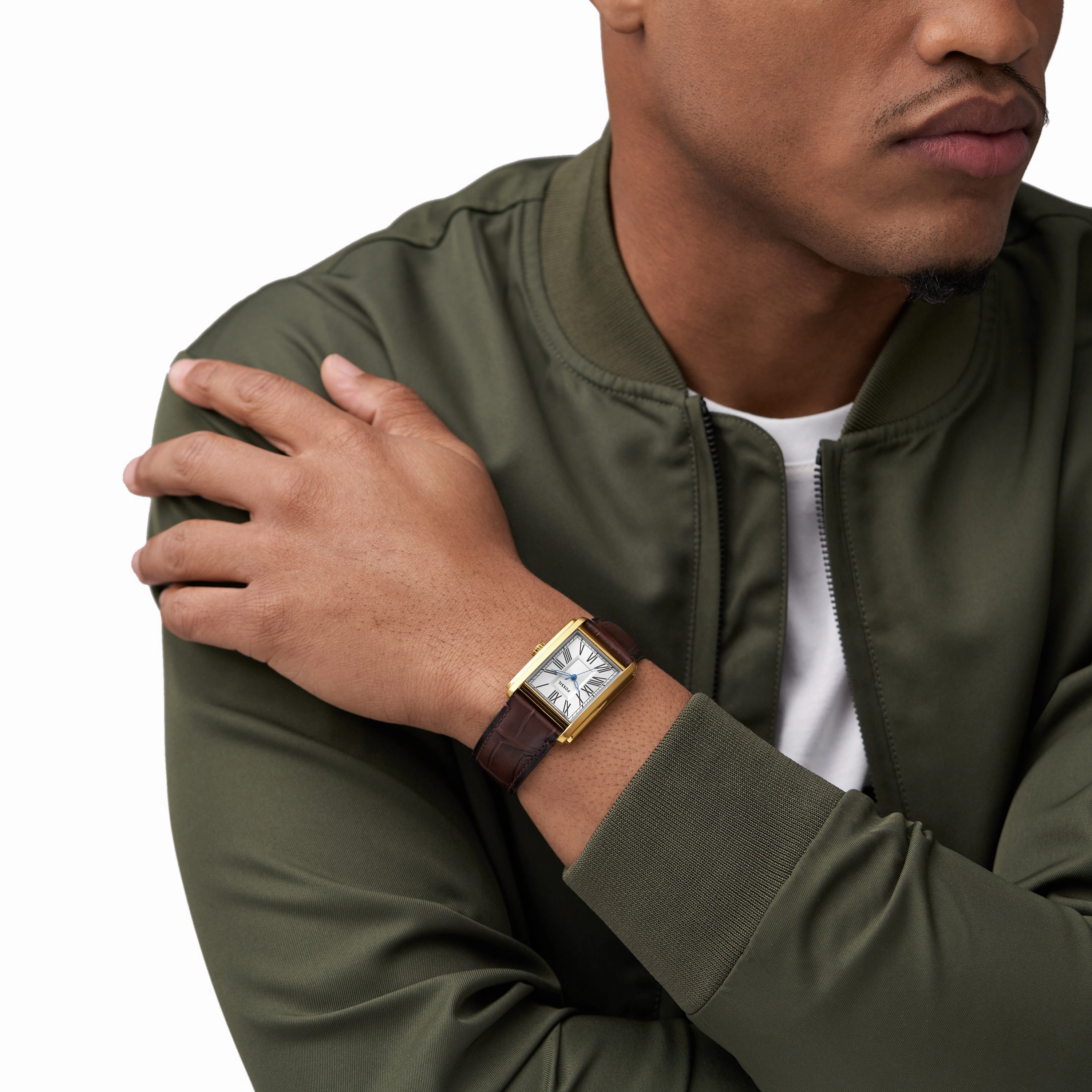 Fossil Carraway Three-Hand Brown Croco Leather Watch FS6011