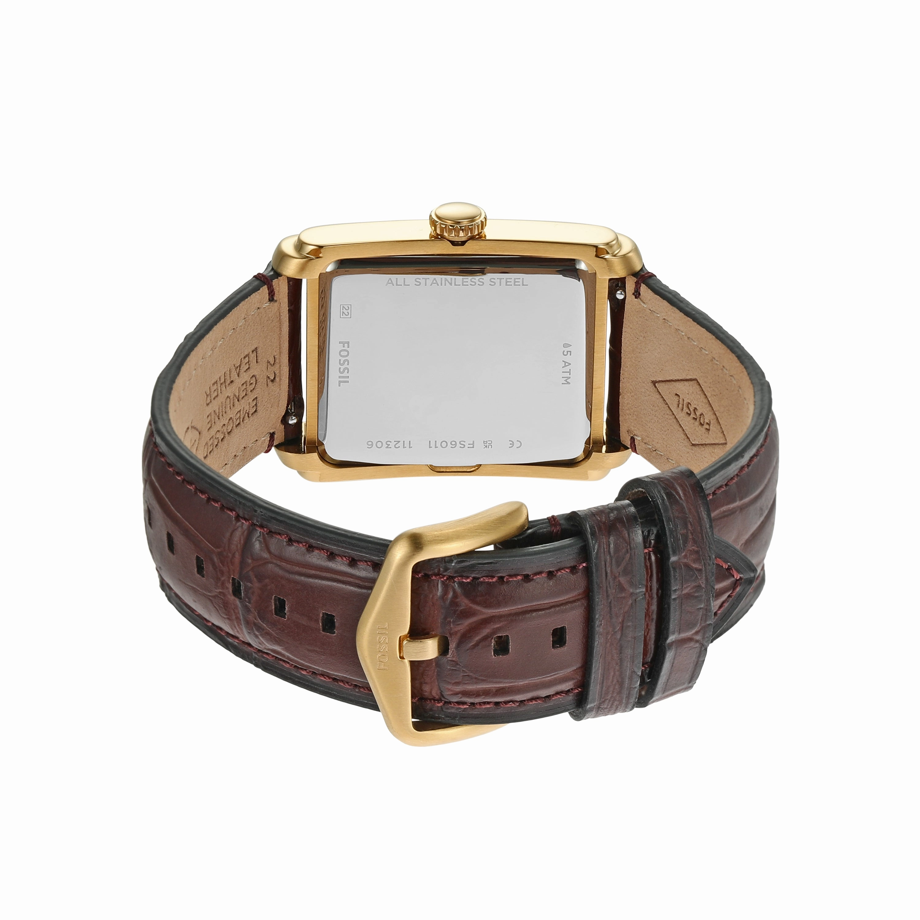 Fossil Carraway Three-Hand Brown Croco Leather Watch FS6011