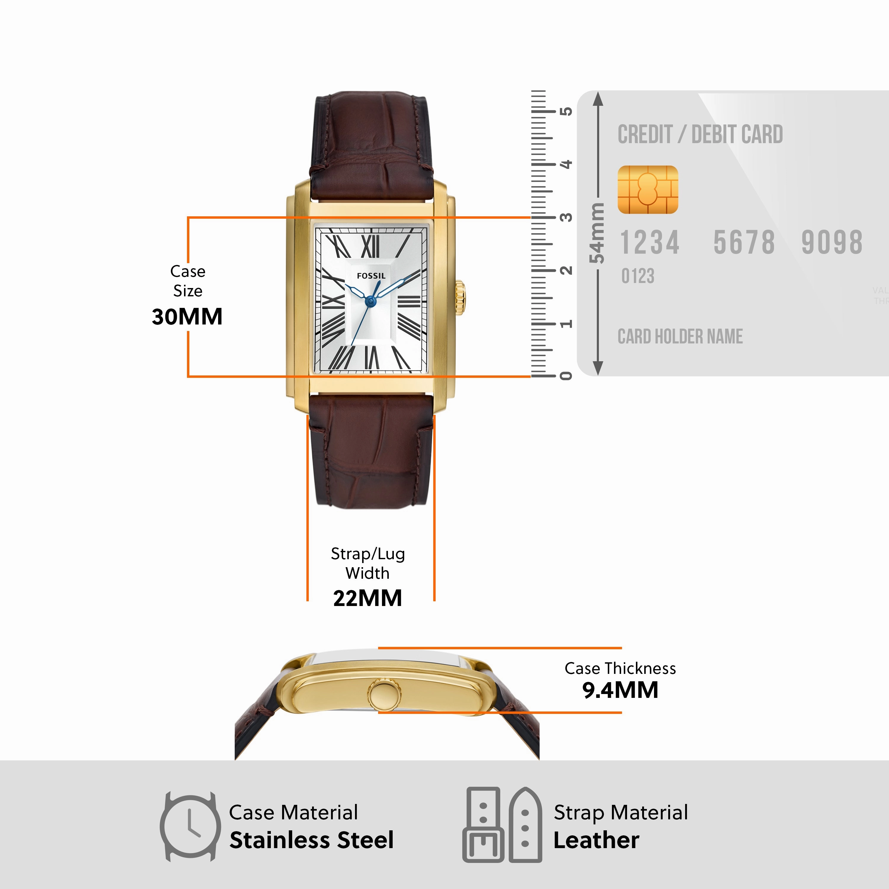 Fossil Carraway Three-Hand Brown Croco Leather Watch FS6011