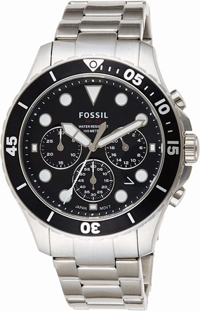 Fossil Chronograph Black Dial Stainless Steel Watch FS5725