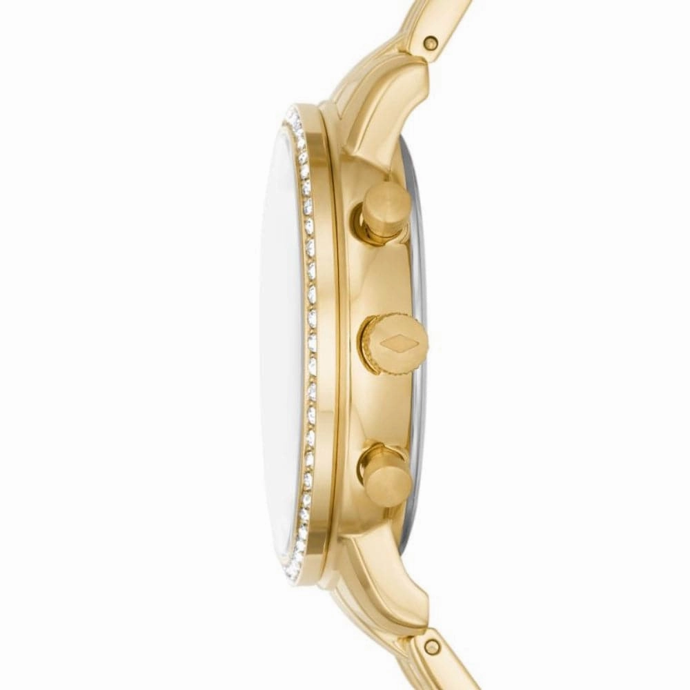 Fossil Chronograph Gold Dial Stainless Steel Strap Women Watch ES5219P