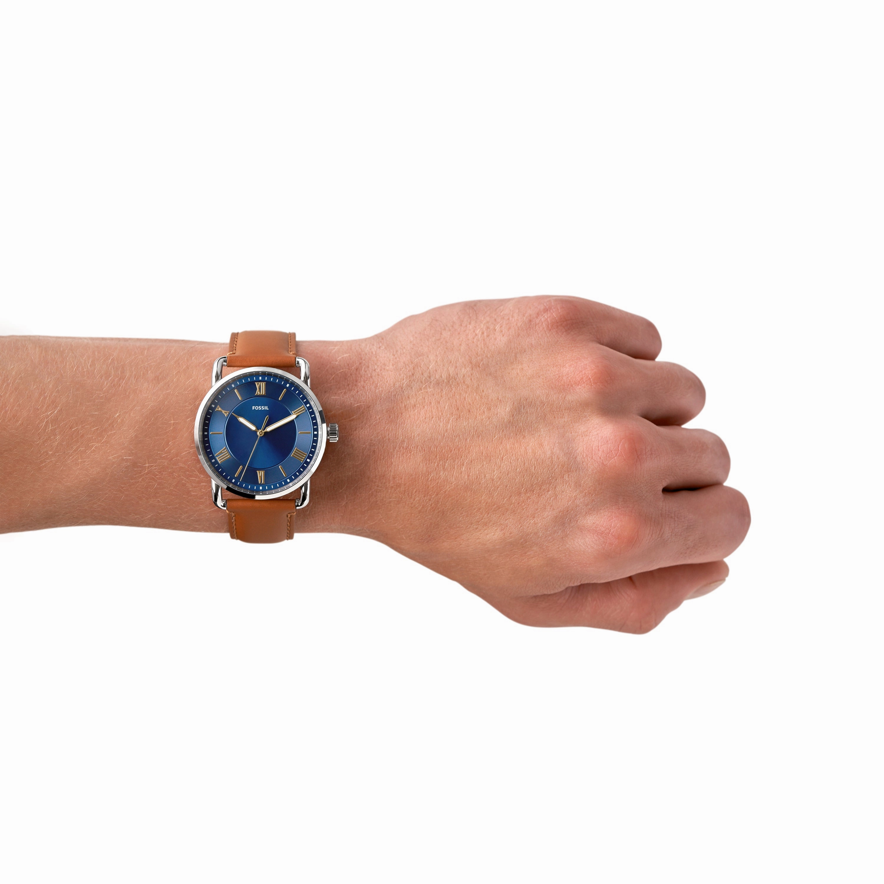 Fossil Copeland Brown Leather Band Blue Dial Men's Watch FS5661