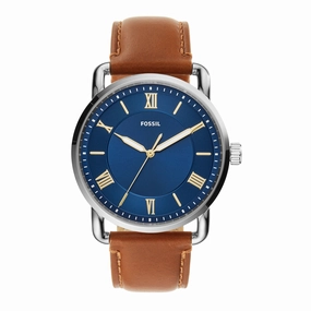Fossil Copeland Brown Leather Band Blue Dial Men's Watch FS5661