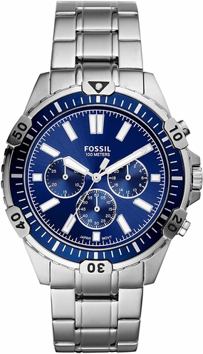 Fossil Garrett Chronograph Blue Dial Stainless Steel Mens Watch FS5623