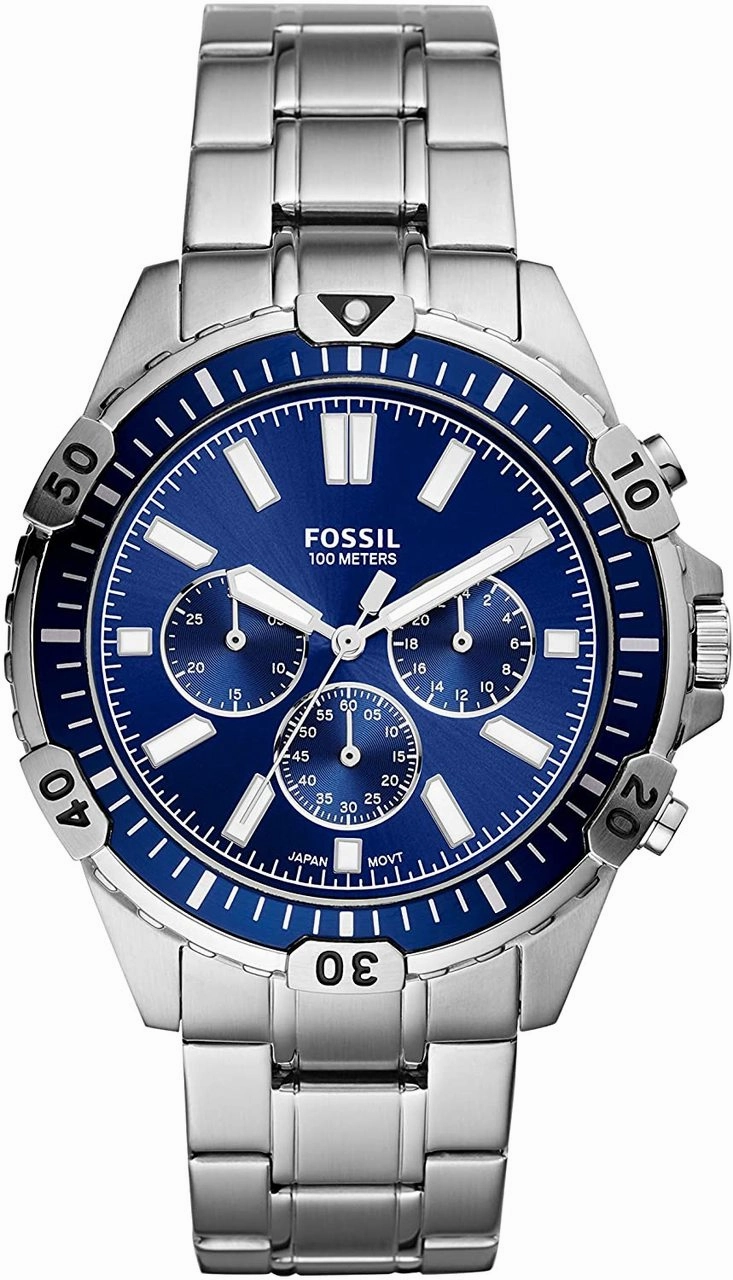 Fossil Garrett Chronograph Blue Dial Stainless Steel Mens Watch FS5623