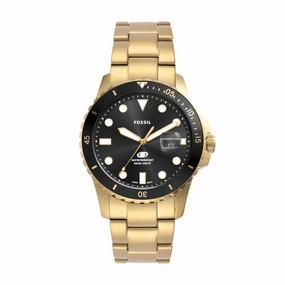 Fossil Gold Stainless Steel Black Dial Men's Watch FS6035