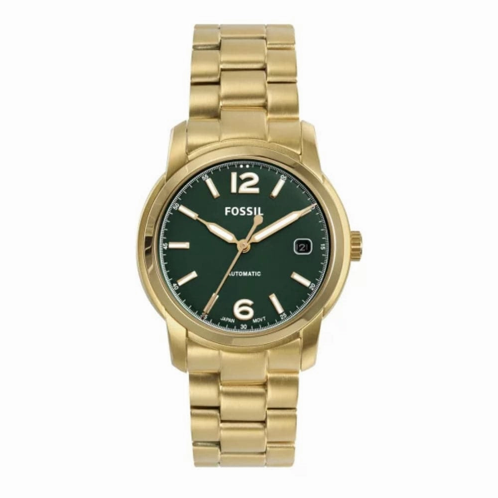 Fossil Green Dial And Gold Stainless Steel Strap Women Watch ME3235