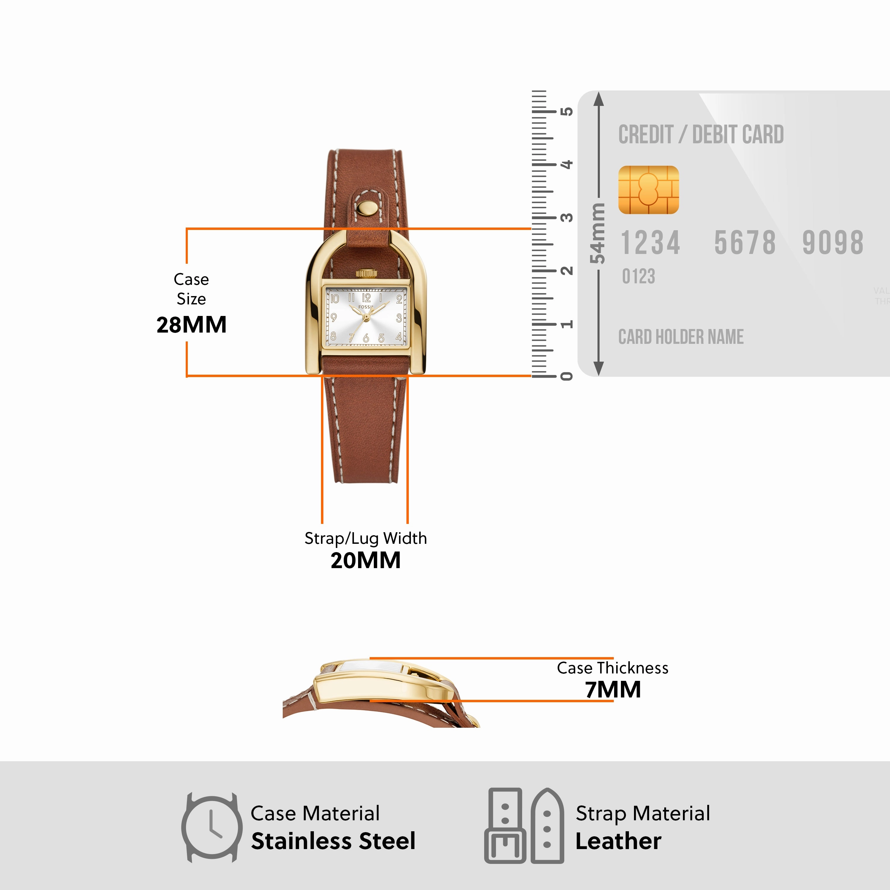 Fossil Harwell Medium Brown Leather Timepiece ES5264