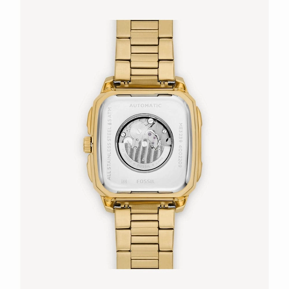 Fossil Inscription Black Dial Gold Stainless Steel Strap Men Watch ME3239