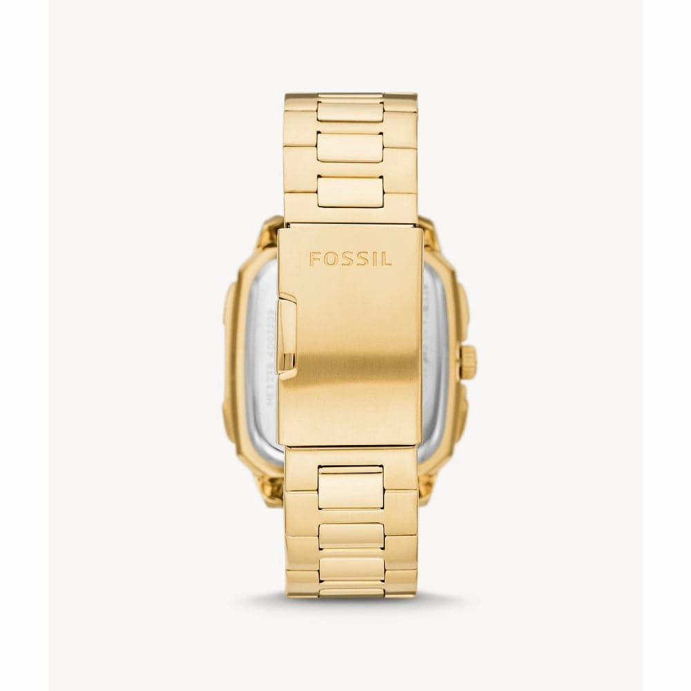 Fossil Inscription Black Dial Gold Stainless Steel Strap Men Watch ME3239