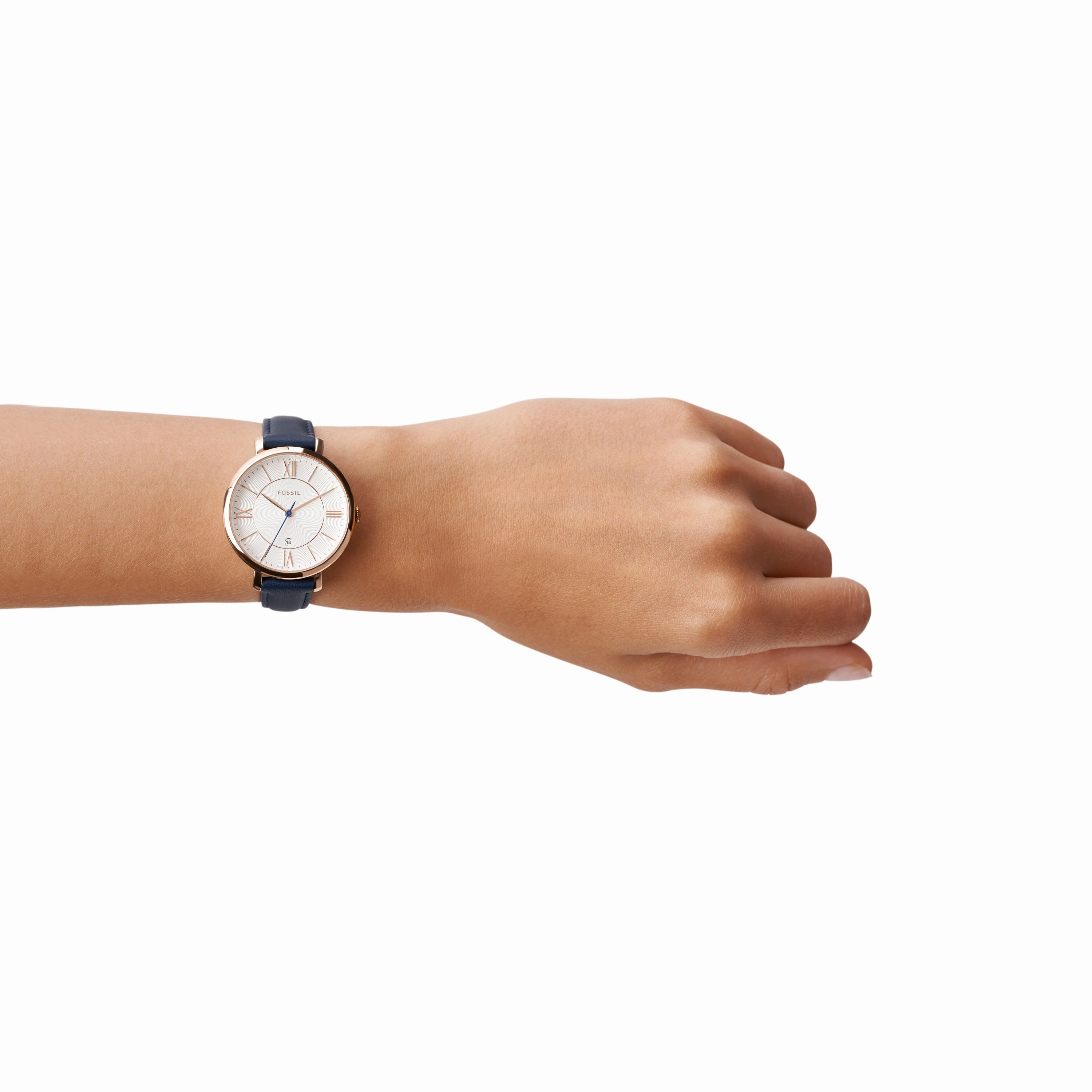 Fossil Jacqueline Rose-Gold & Navy Leather Women's Watch