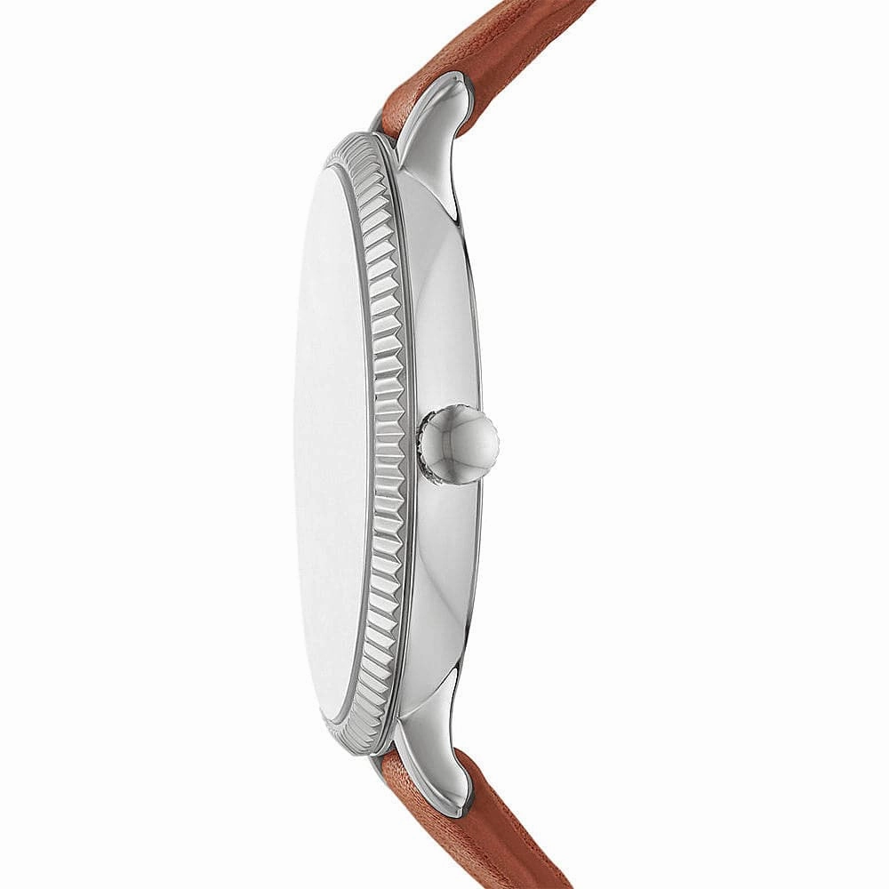 Fossil Jacqueline White Dial Brown Leather Strap Women Watch ES5208P