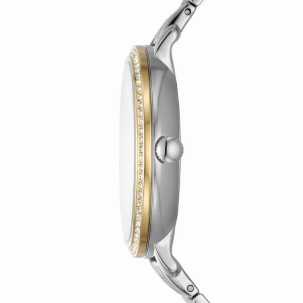 Fossil Jacqueline White Dial With Two-Tone Stainless Steel Strap Women Watch ES5166P