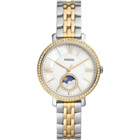 Fossil Jacqueline White Dial With Two-Tone Stainless Steel Strap Women Watch ES5166P