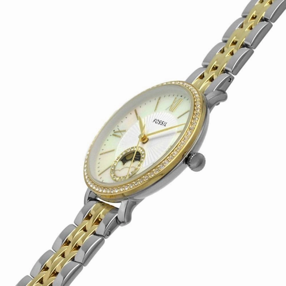 Fossil Jacqueline White Dial With Two-Tone Stainless Steel Strap Women Watch ES5166P
