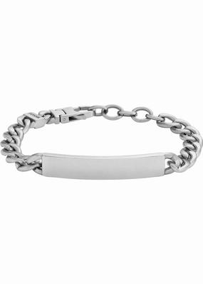 FOSSIL JEWELLERY DREW ID PLAQUE STAINLESS STEEL BRACELET JF04164040