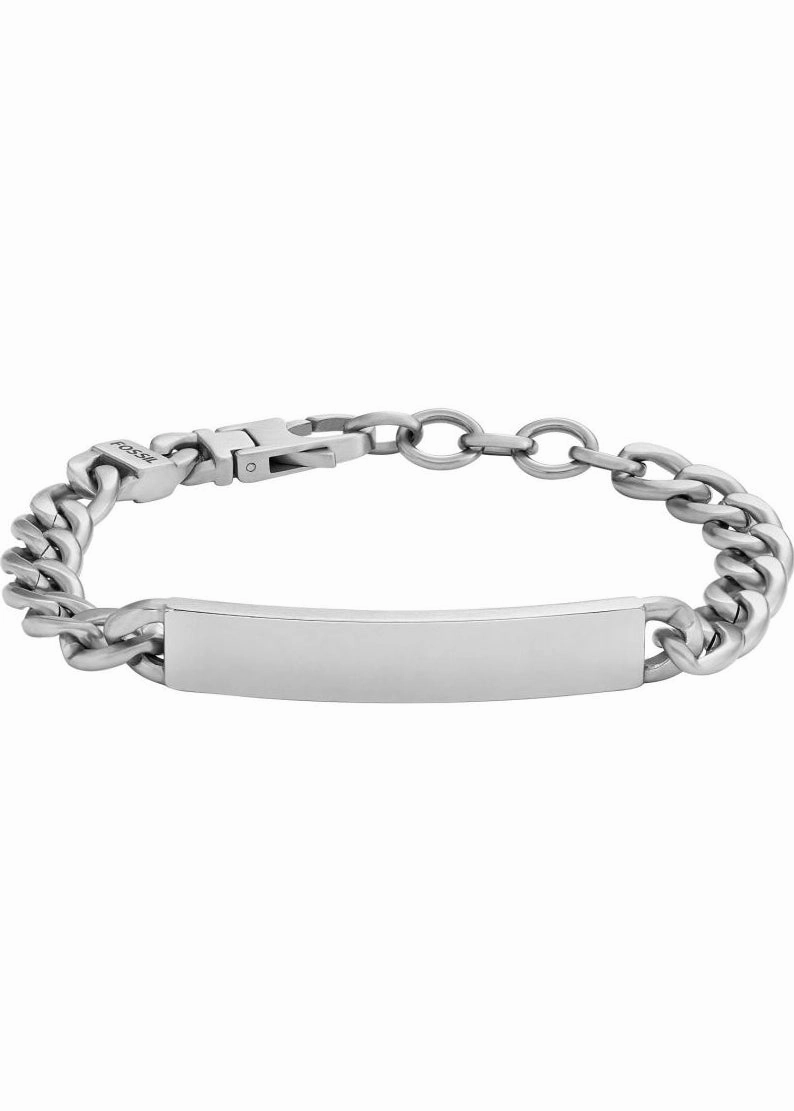 FOSSIL JEWELLERY DREW ID PLAQUE STAINLESS STEEL BRACELET JF04164040
