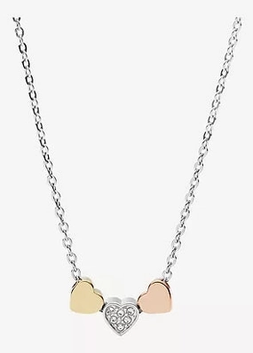 FOSSIL JEWELLERY HEART TRI-TONE STAINLESS STEEL NECKLACE JF02856998