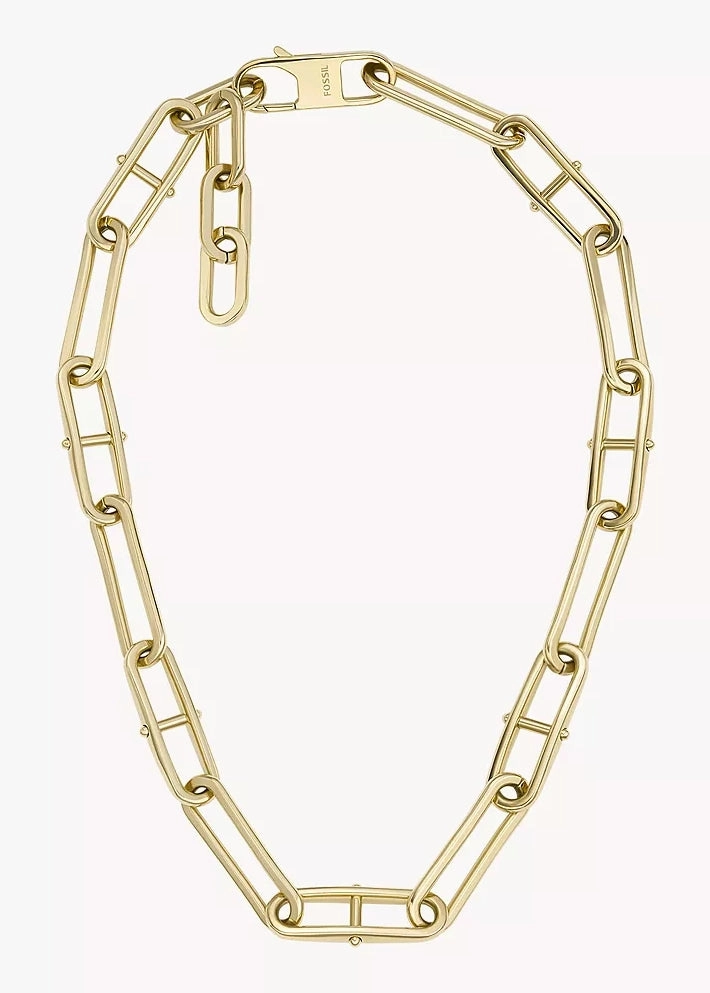 FOSSIL JEWELLERY HERITAGE D-LINK GOLD TONE NECKLACE JF04102710