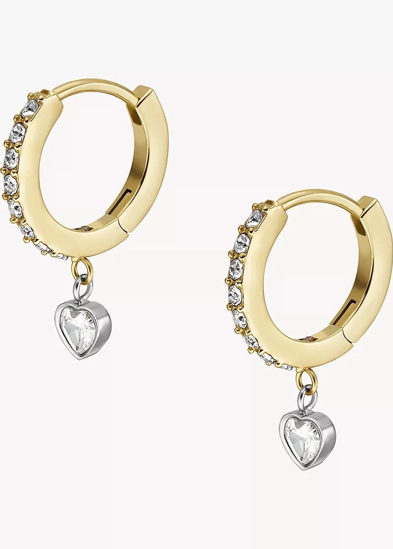 FOSSIL JEWELLERY SADIE TOKENS OF AFFECTION GOLD HOOP CRYSTAL JF04358998